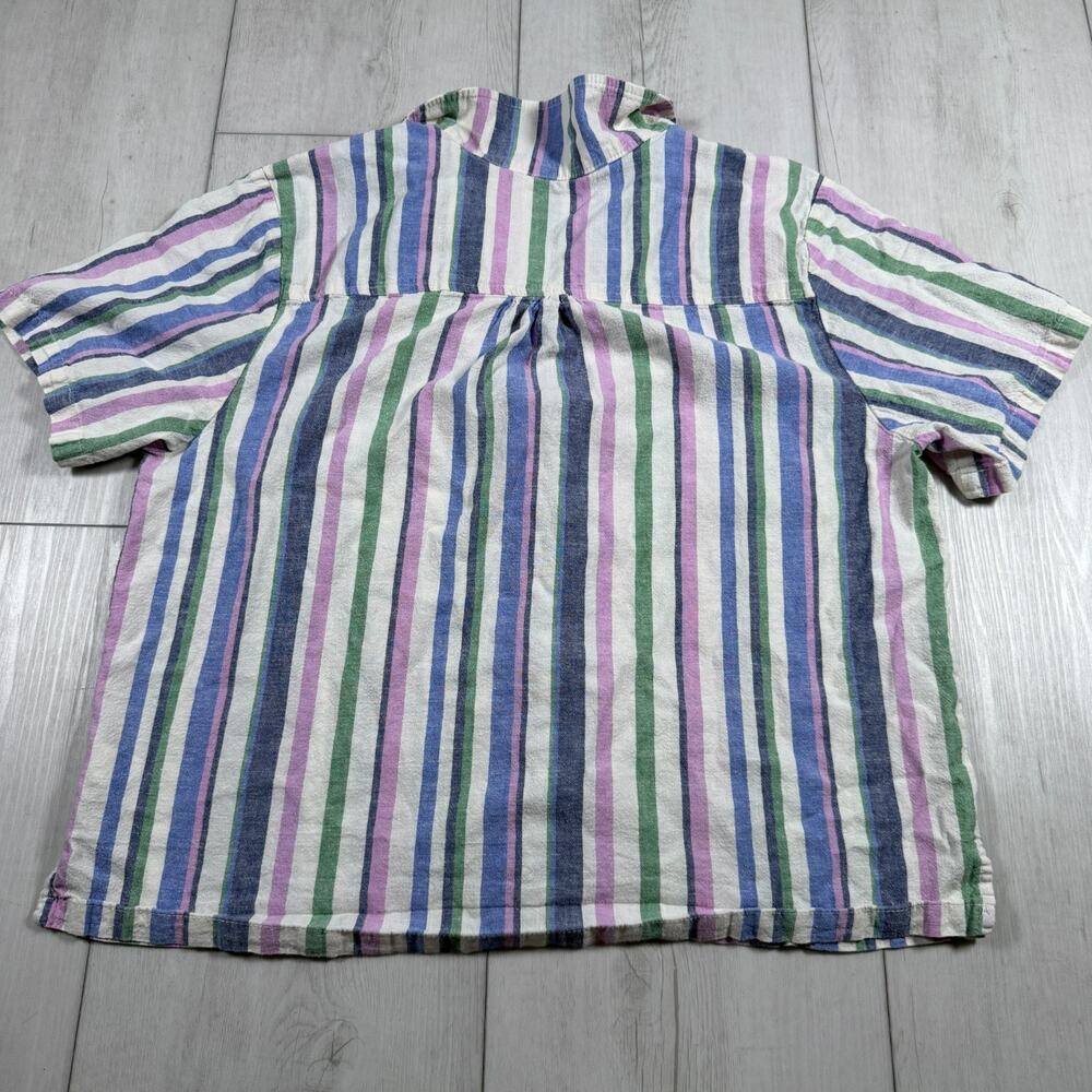 Marine Layer Lucy Button Up Shirt S/S Tencel Blend Rainbow Stripe Size Large - Picture 2 of 6